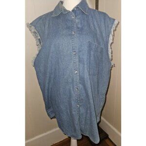 ELEMENTS Sleeveless Denim Button Front Short Ladies LARGE